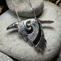Birget Celtic Raven Necklace in Sterling Silver