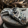 Birget Celtic Raven Necklace in Sterling Silver
