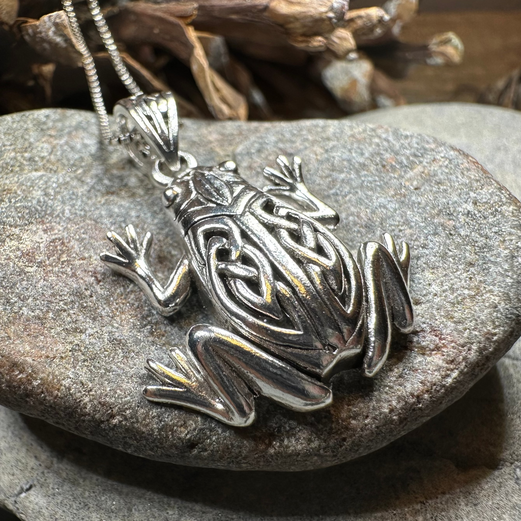 Celtic Frog Necklace in Sterling Silver