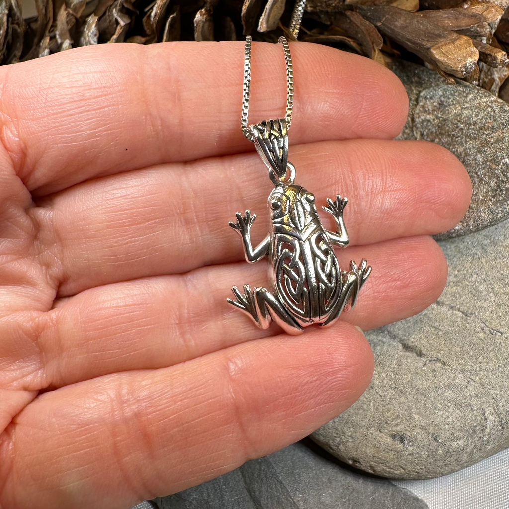 Celtic Frog Necklace in Sterling Silver