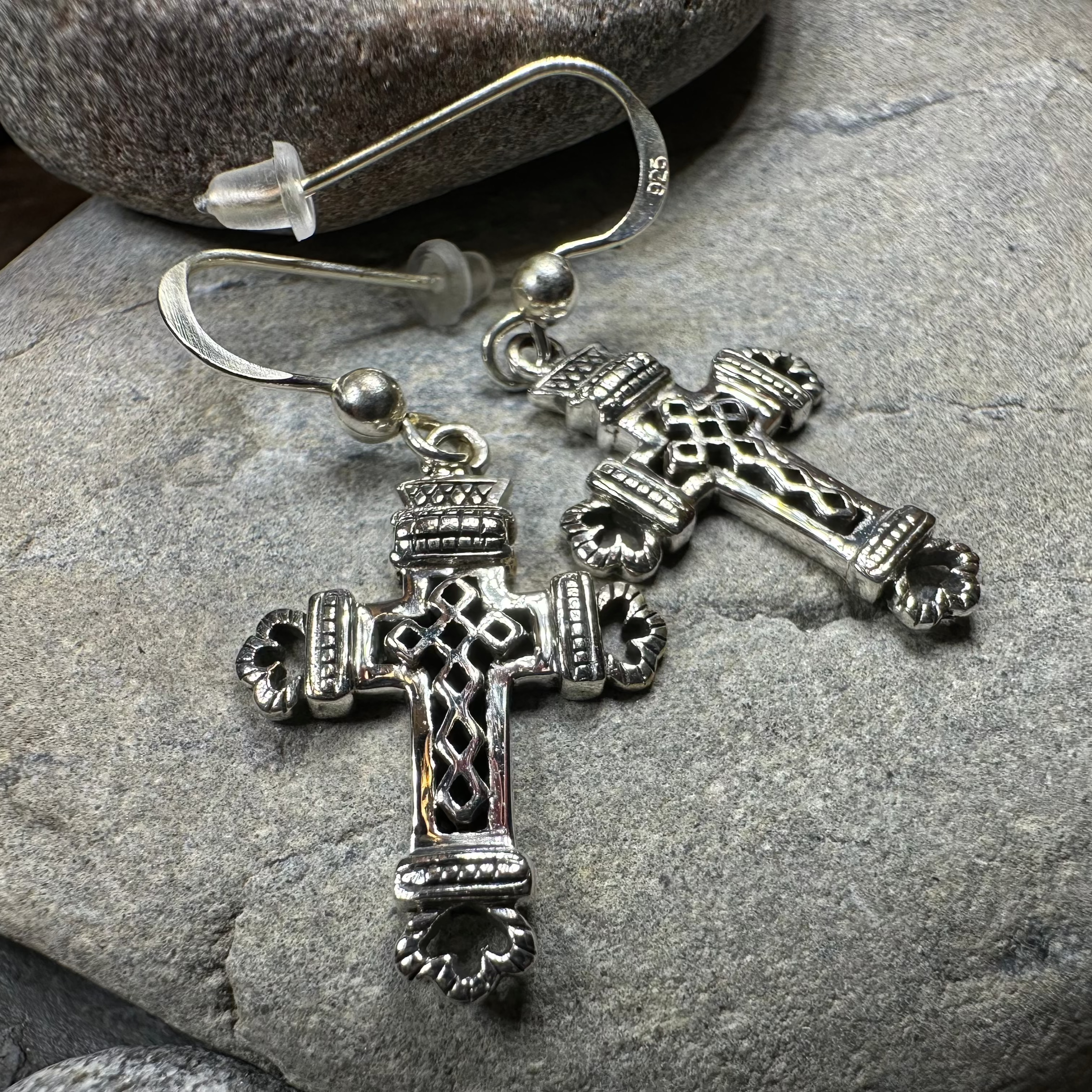 Celtic Cross Earrings in Sterling Silver