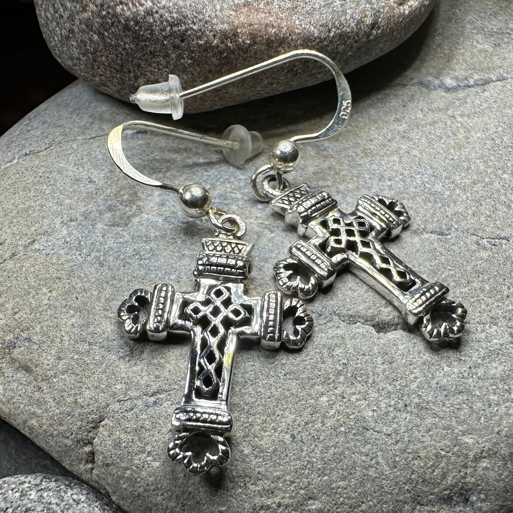 Celtic Cross Earrings in Sterling Silver