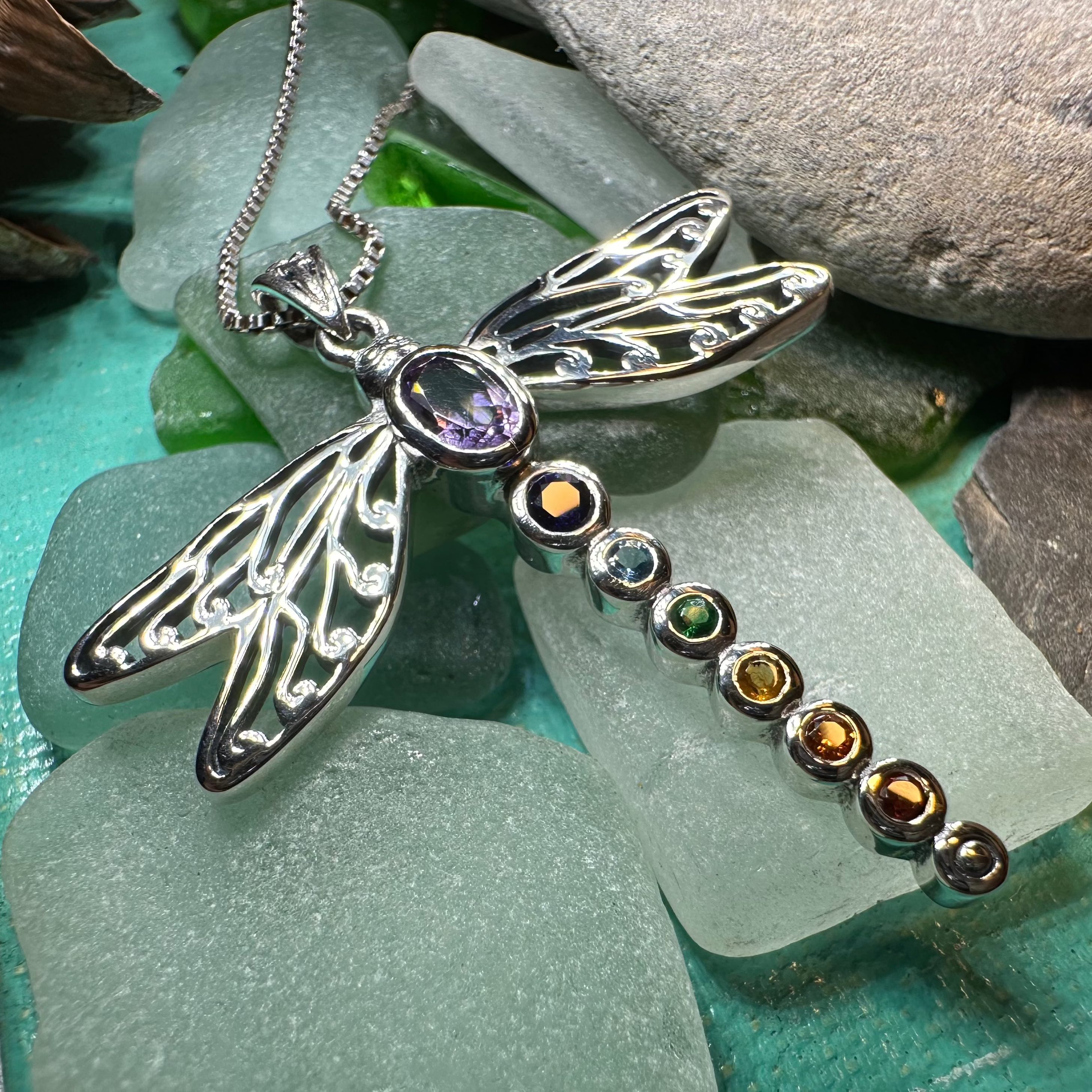 Chakra Dragonfly Necklace