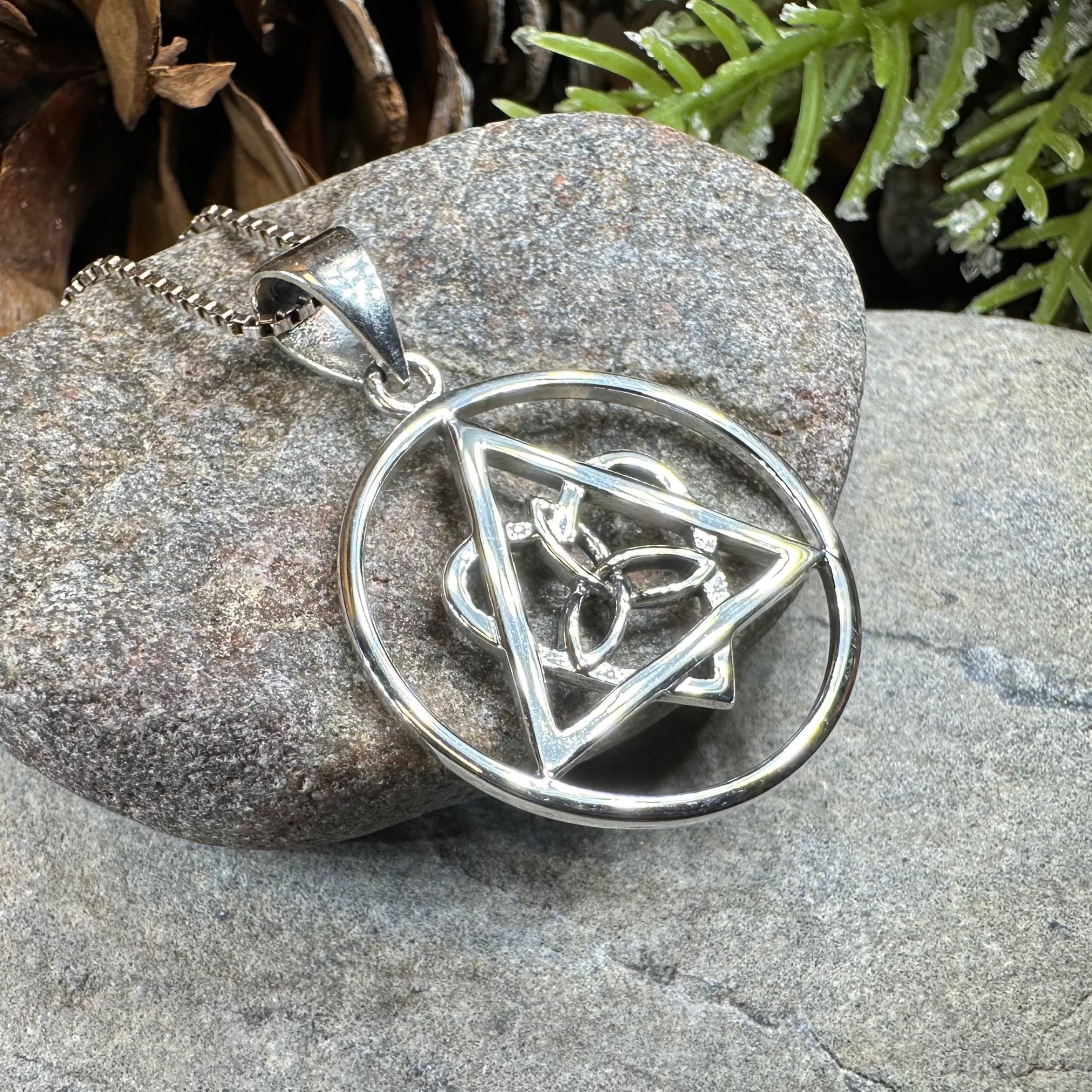 Celtic Trinity Knot AA Sobriety Necklace in Sterling Silver