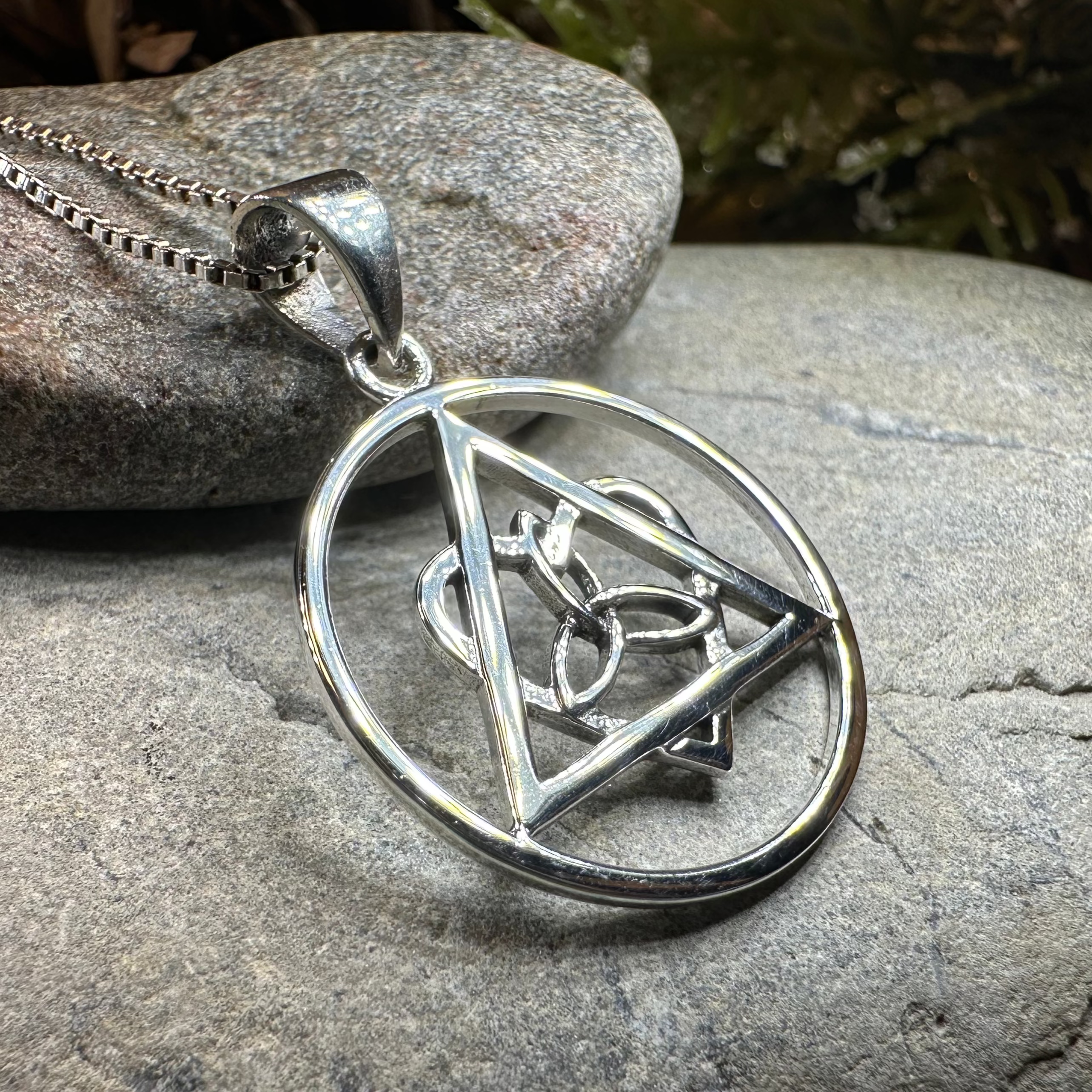Celtic Trinity Knot AA Sobriety Necklace in Sterling Silver