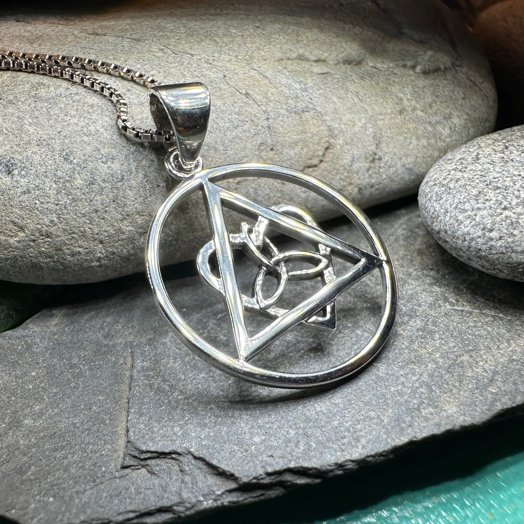 Celtic Trinity Knot AA Sobriety Necklace in Sterling Silver