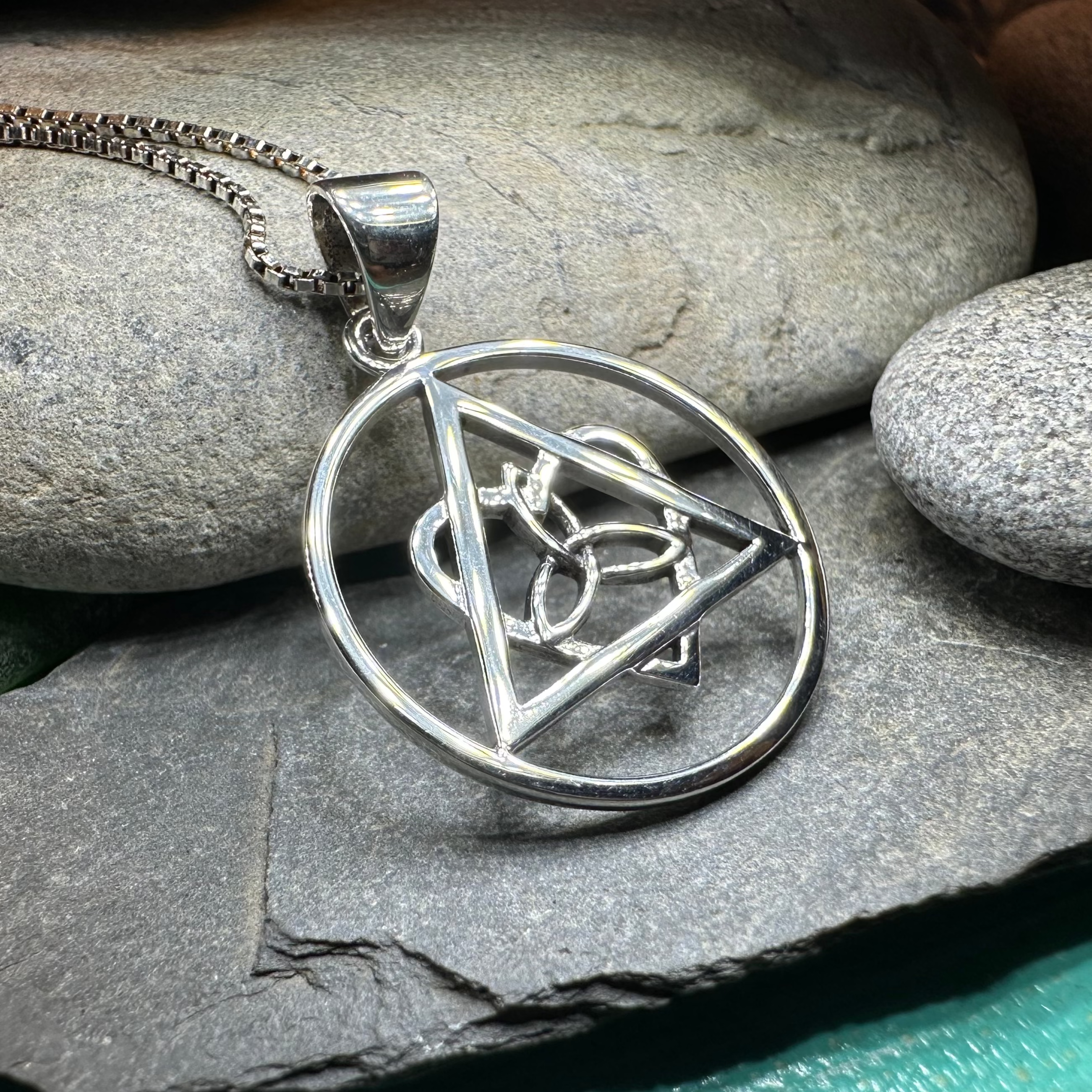 Celtic Trinity Knot AA Sobriety Necklace in Sterling Silver