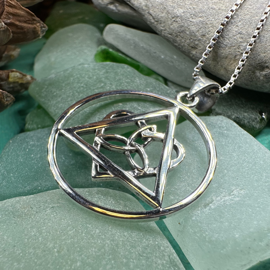 Celtic Trinity Knot AA Sobriety Necklace in Sterling Silver