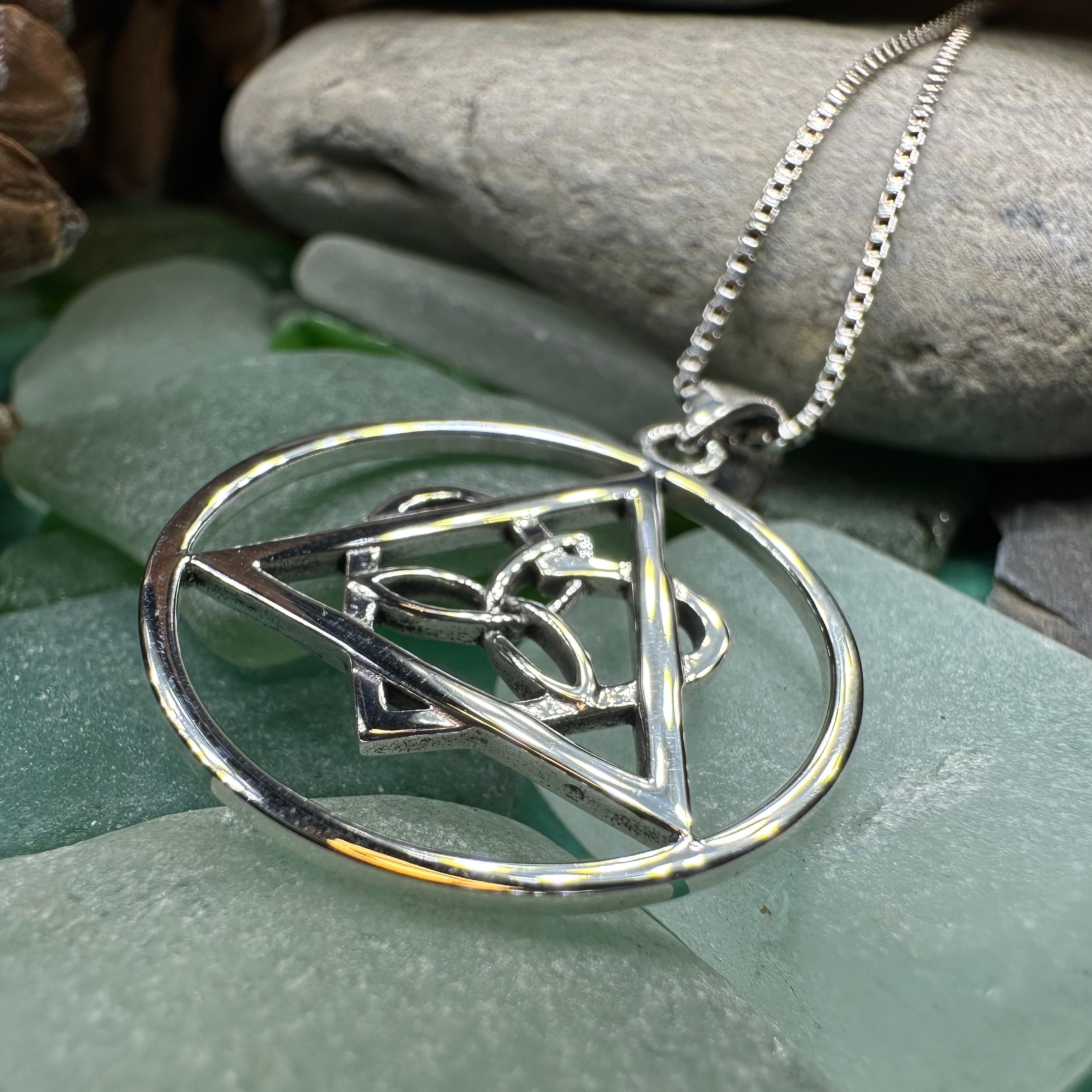 Celtic Trinity Knot AA Sobriety Necklace in Sterling Silver