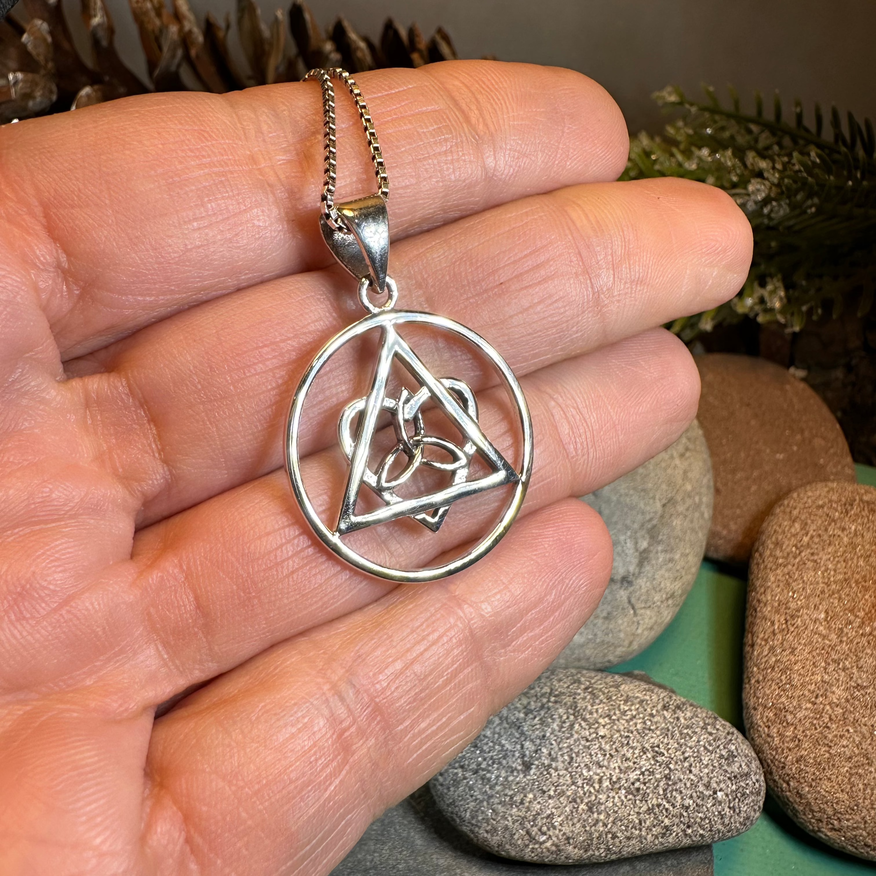 Celtic Trinity Knot AA Sobriety Necklace in Sterling Silver