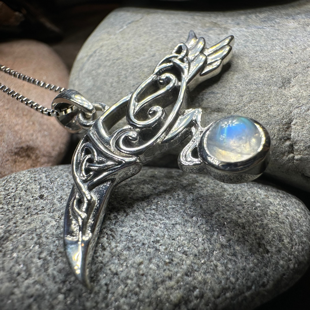 Watcher Celtic Raven Necklace in Sterling Silver