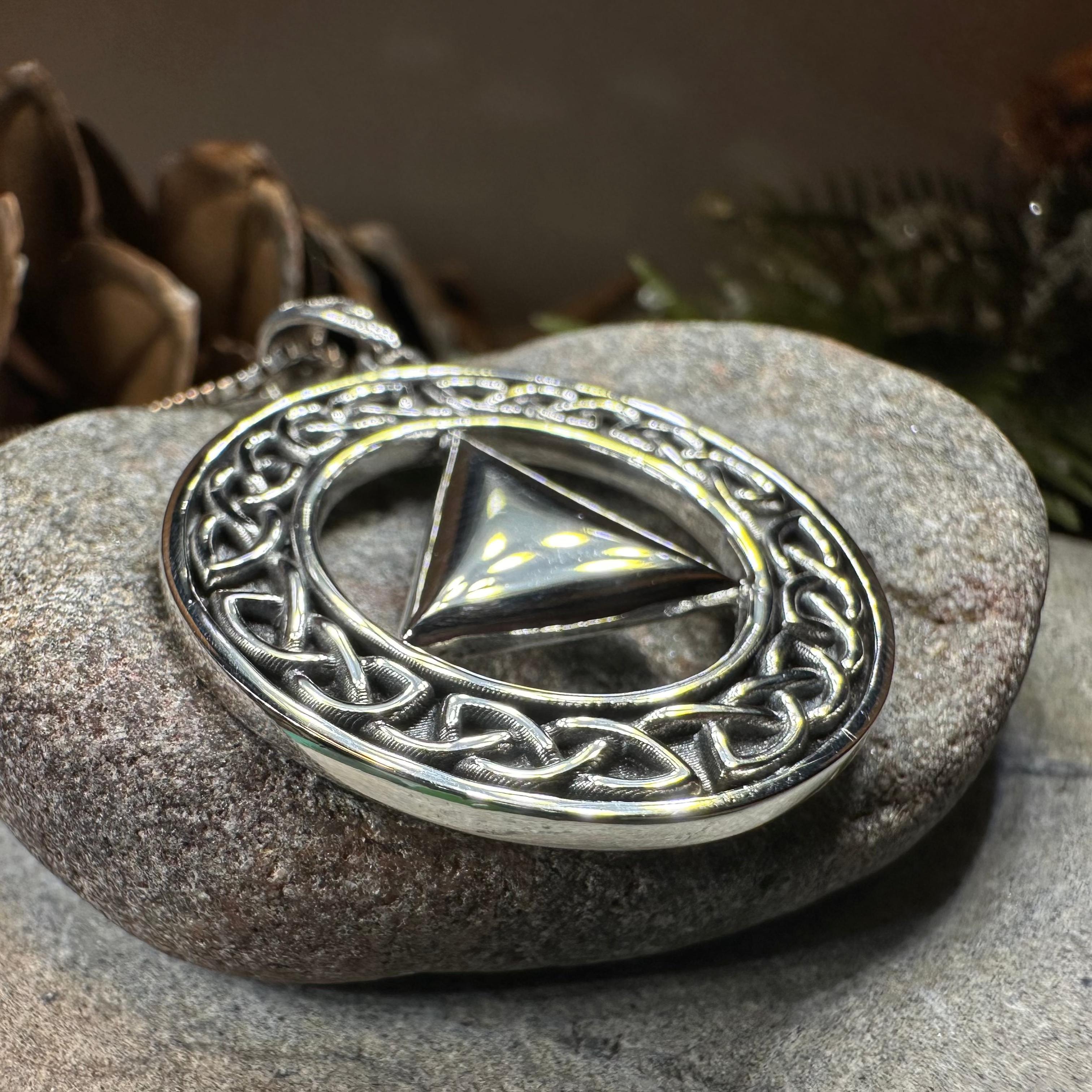 Large Celtic AA Sobriety Necklace in Sterling Silver