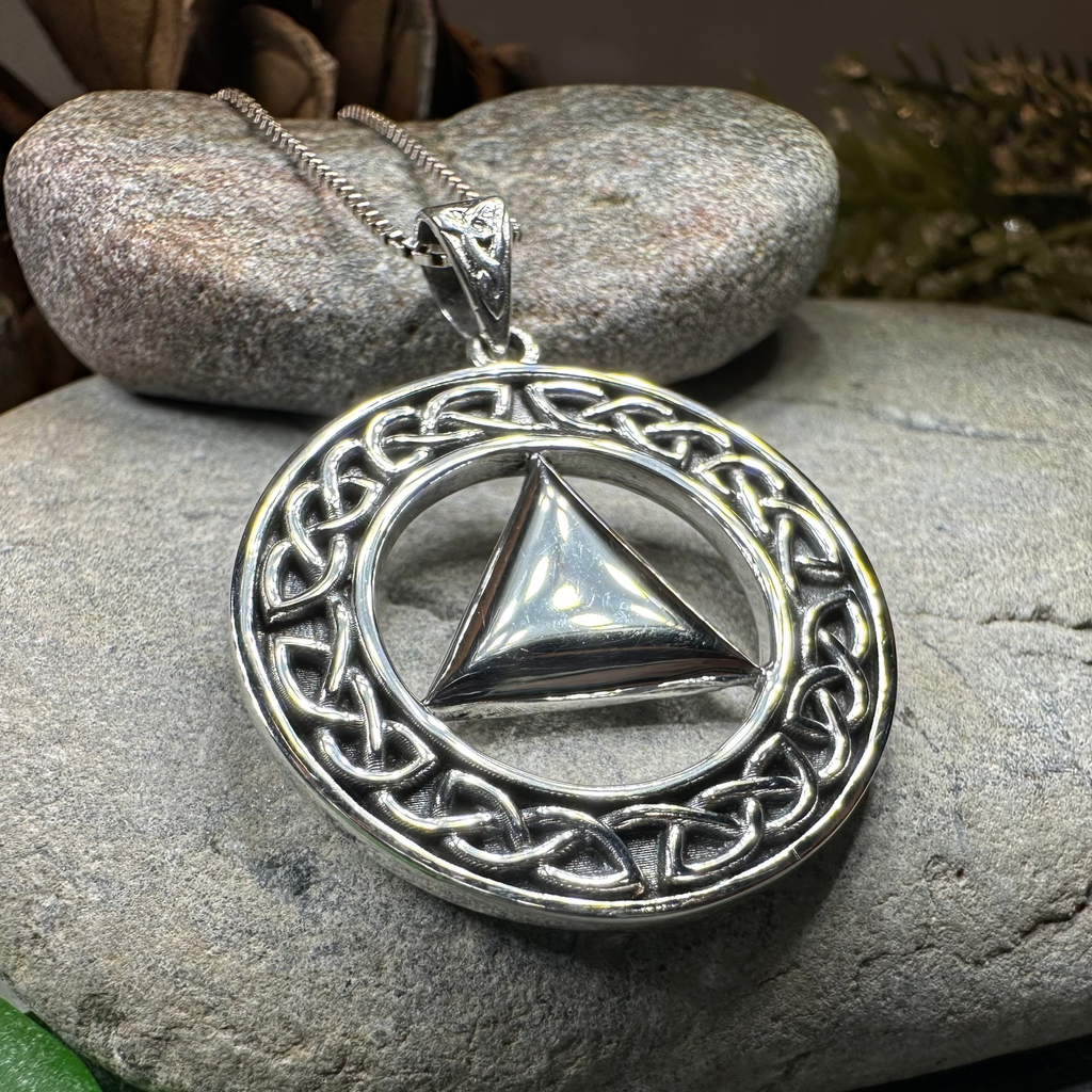Large Celtic AA Sobriety Necklace in Sterling Silver