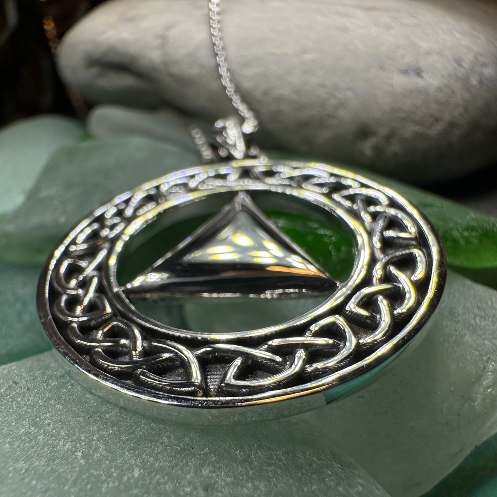 Large Celtic AA Sobriety Necklace in Sterling Silver