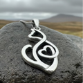 Celtic Cat Love Necklace in Sterling Silver