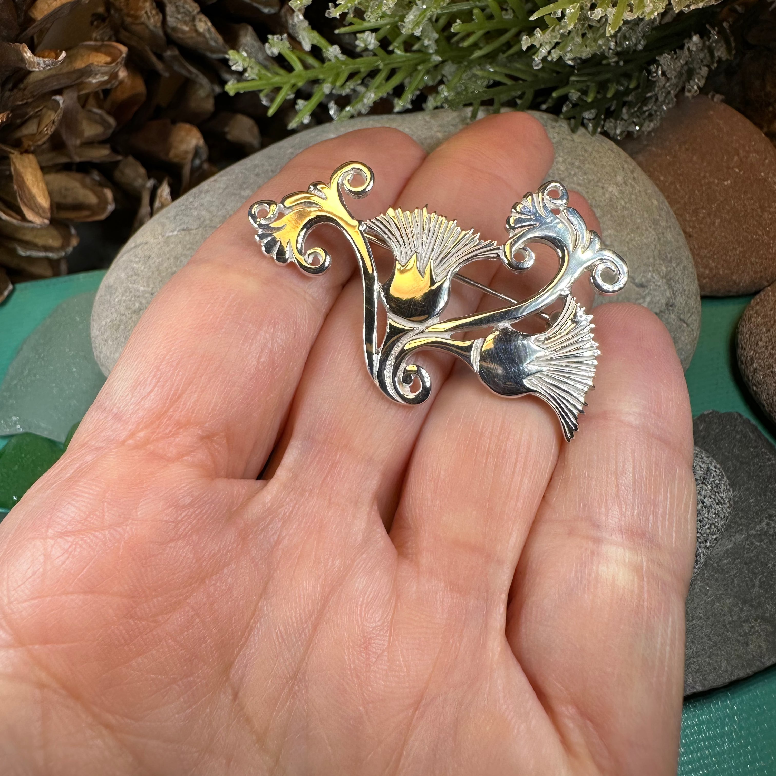 Shetland Isles Thistle Brooch - Handmade in Scotland