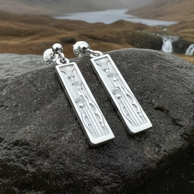 Ella Triple Scottish Thistle Earrings - Handmade in Scotland
