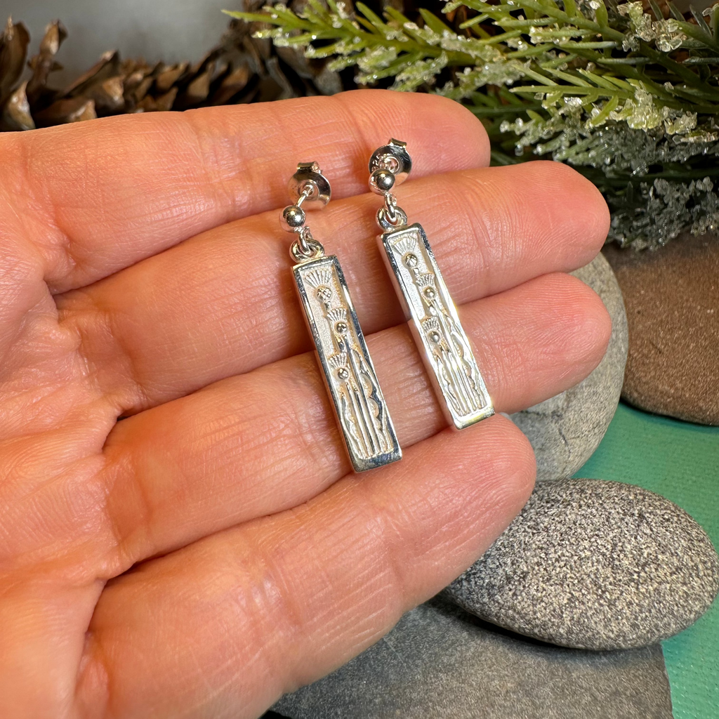 Ella Triple Scottish Thistle Earrings - Handmade in Scotland