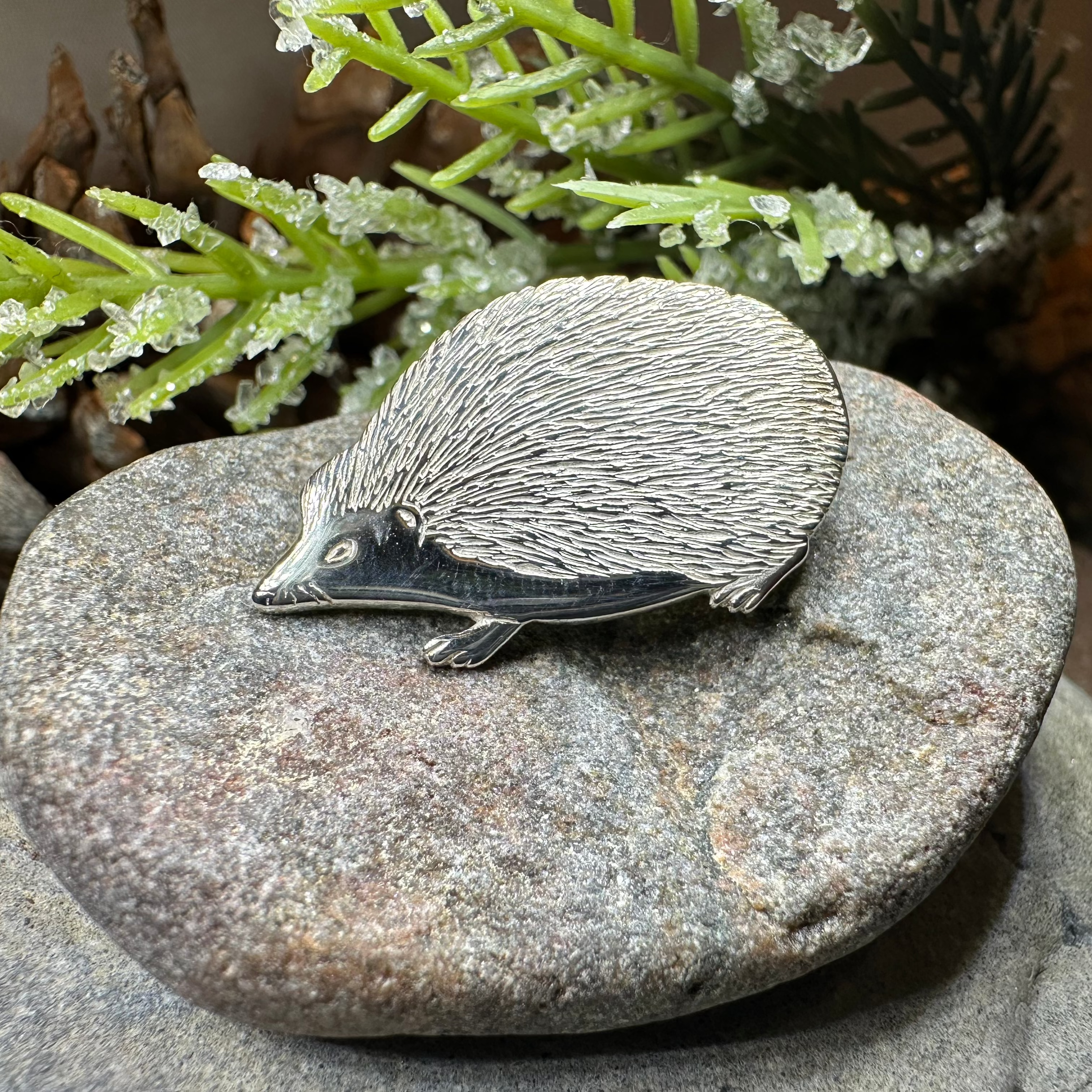 Artisan Sterling Silver Hedgehog Brooch - Handmade in Scotland