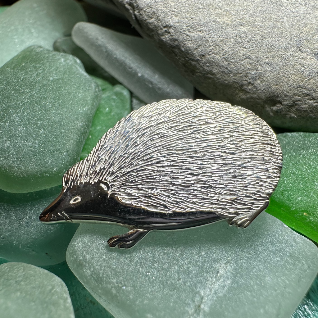 Artisan Sterling Silver Hedgehog Brooch - Handmade in Scotland