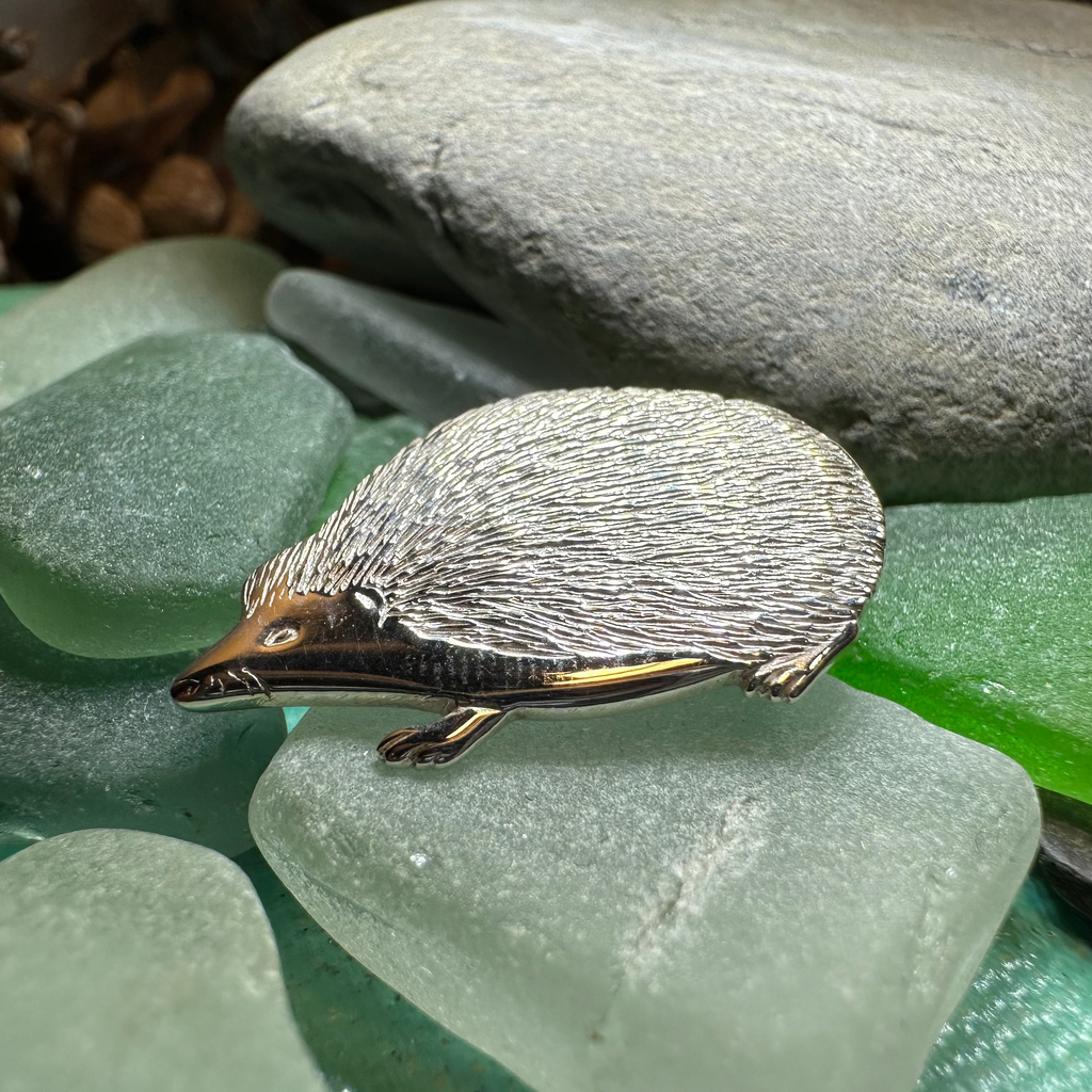 Artisan Sterling Silver Hedgehog Brooch - Handmade in Scotland