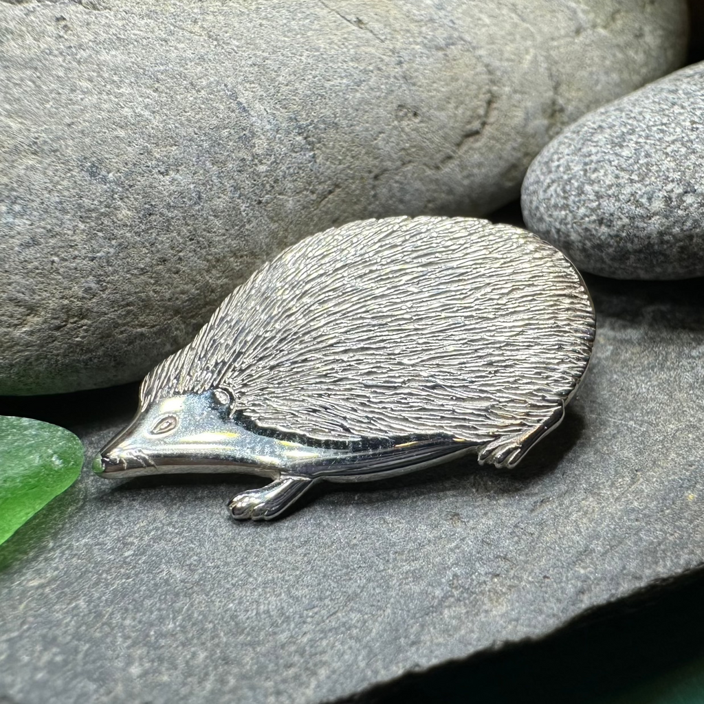Artisan Sterling Silver Hedgehog Brooch - Handmade in Scotland