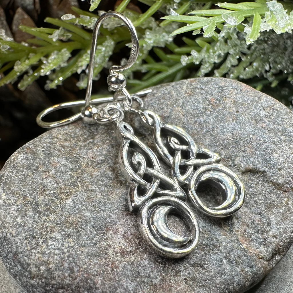 Celtic Knot Moon Earrings