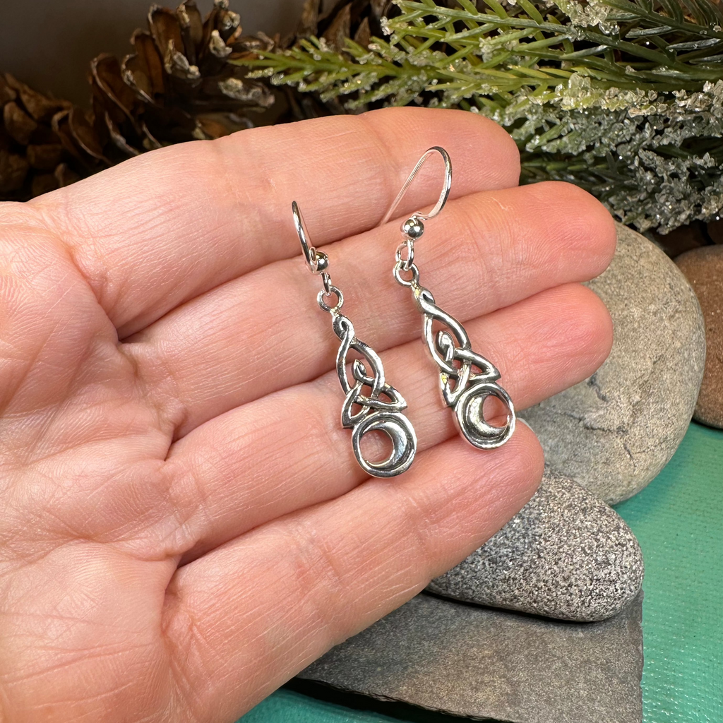 Celtic Knot Moon Earrings