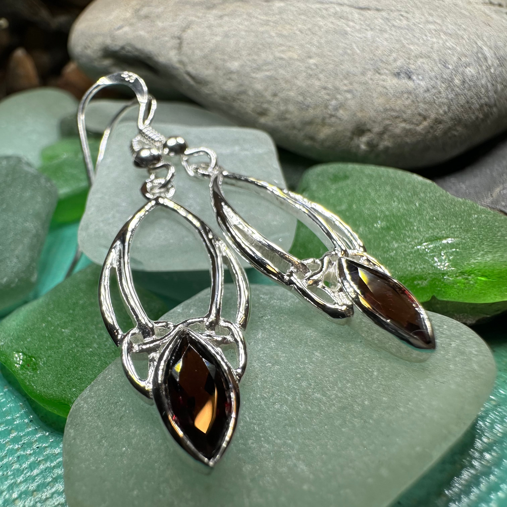 Garnet Trinity Knot Earrings