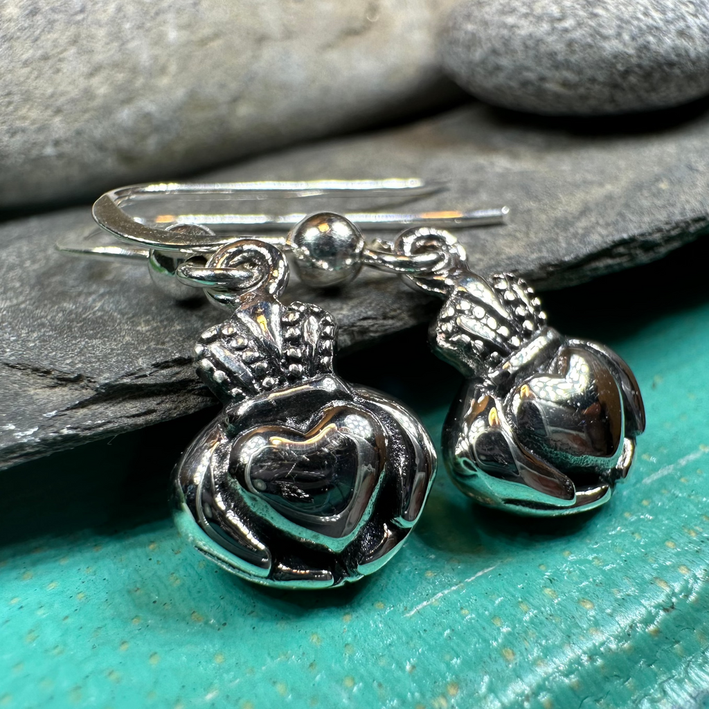 Idalia Irish Claddagh Earrings in Sterling Silver