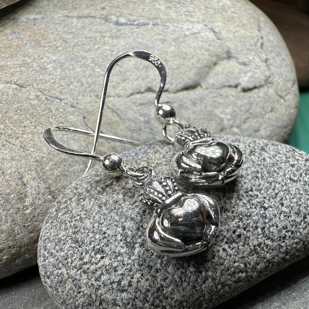 Idalia Irish Claddagh Earrings in Sterling Silver