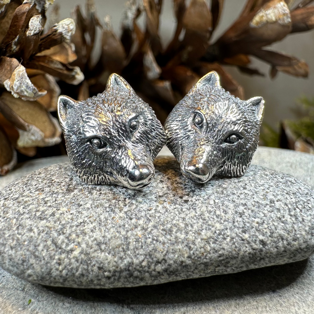 Forest Song Wolf Post Earrings in Sterling Silver