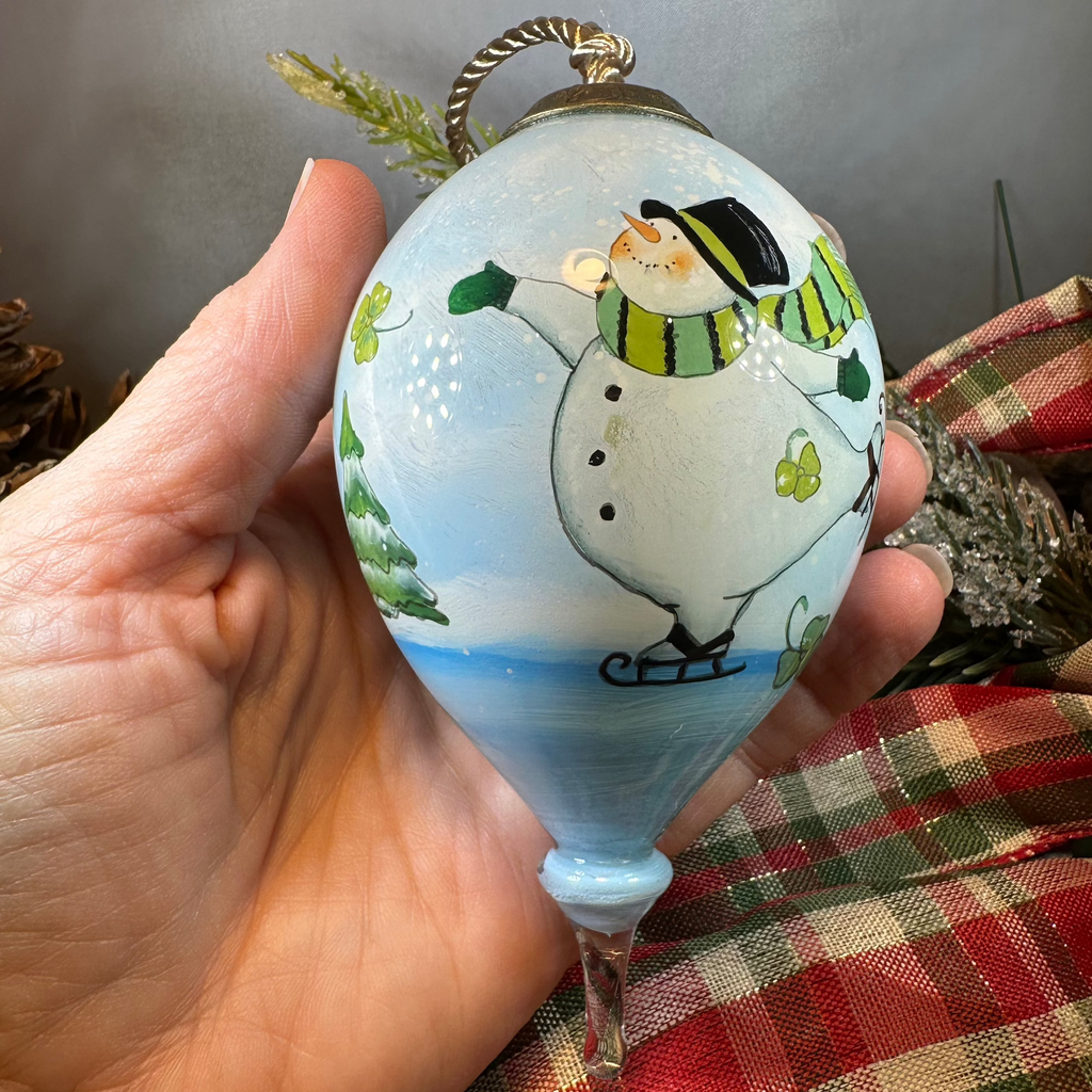 Irish Shamrock Snowman Ornament