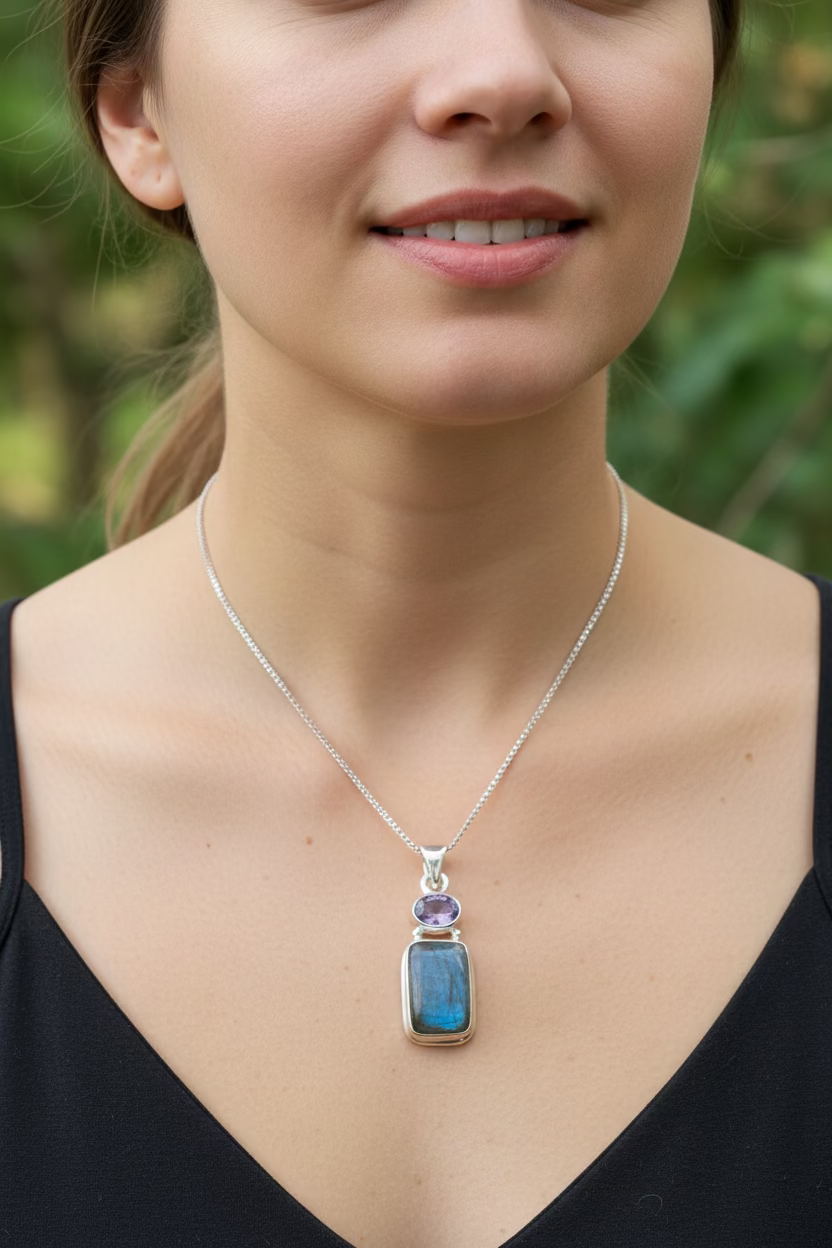 Briony Labradorite Necklace in Sterling Silver