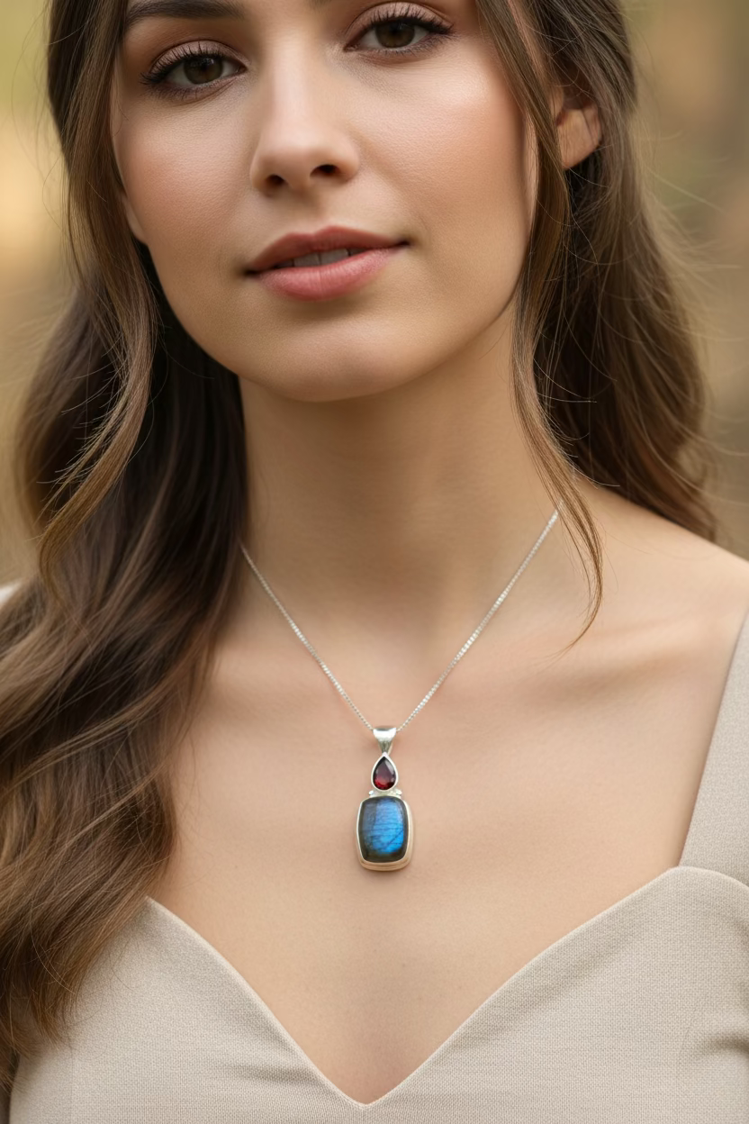 Briony Labradorite Necklace in Sterling Silver