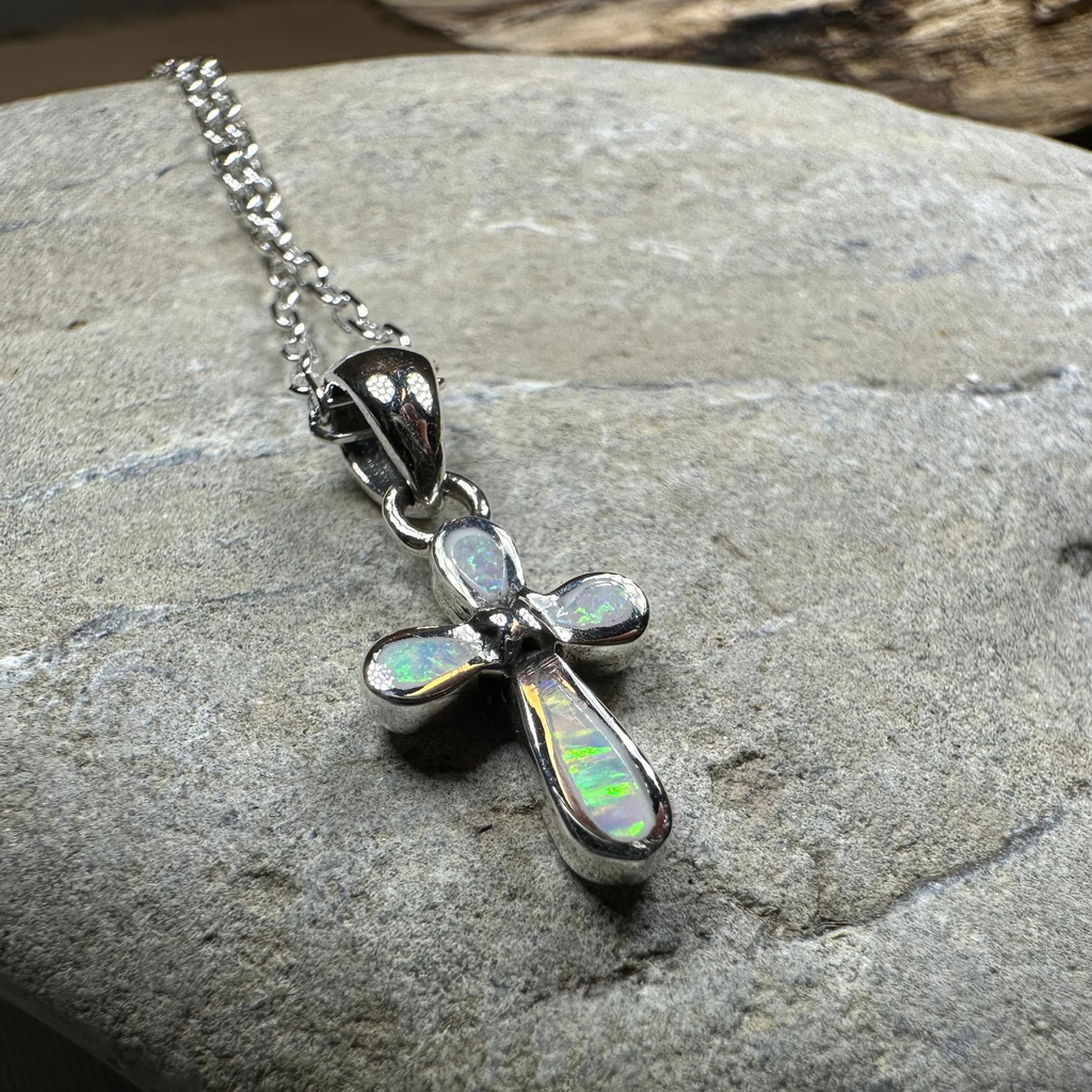 Petite Opal Celtic Cross Necklace