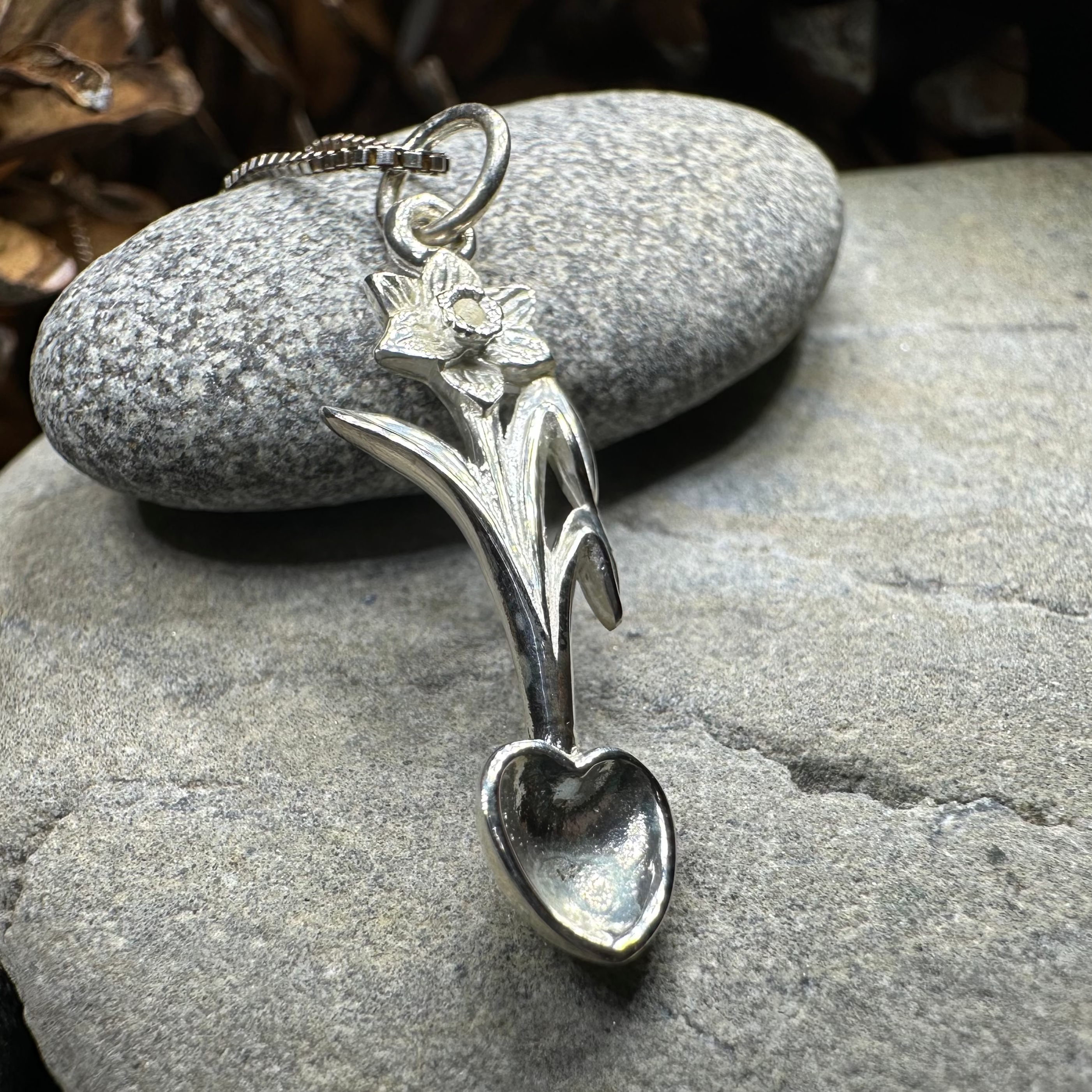 Welsh Daffodil Love Spoon Necklace