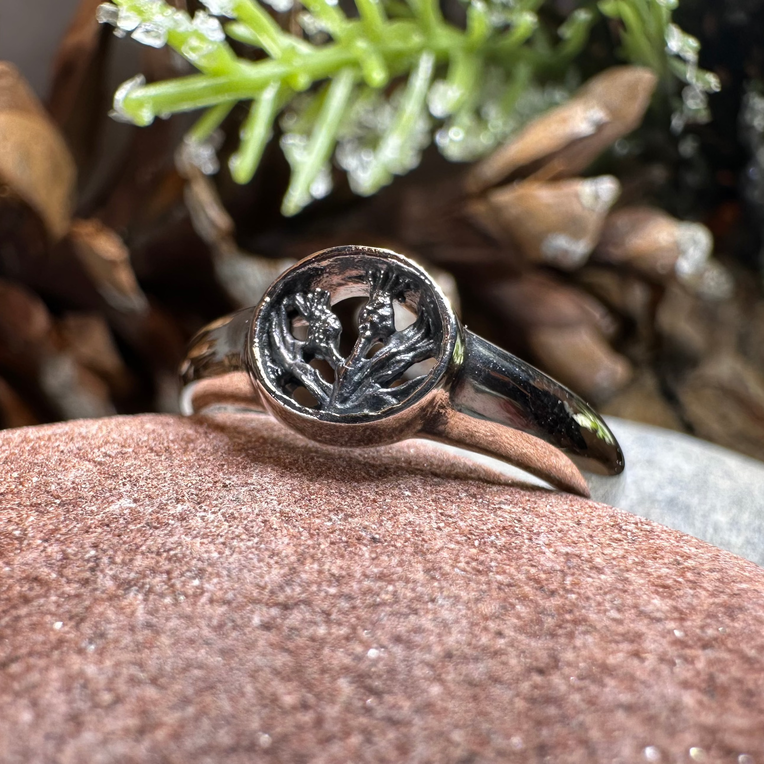 Nahla Petite Scottish Thistle Ring in Sterling Silver