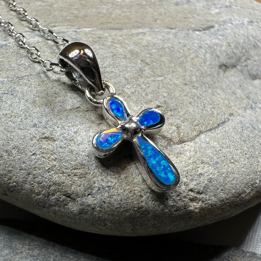 Petite Opal Celtic Cross Necklace