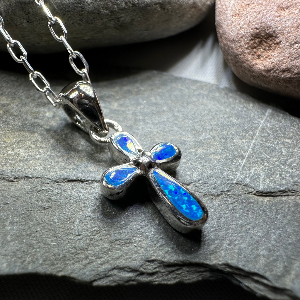 Petite Opal Celtic Cross Necklace
