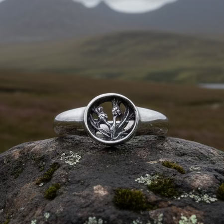 Nahla Petite Scottish Thistle Ring in Sterling Silver