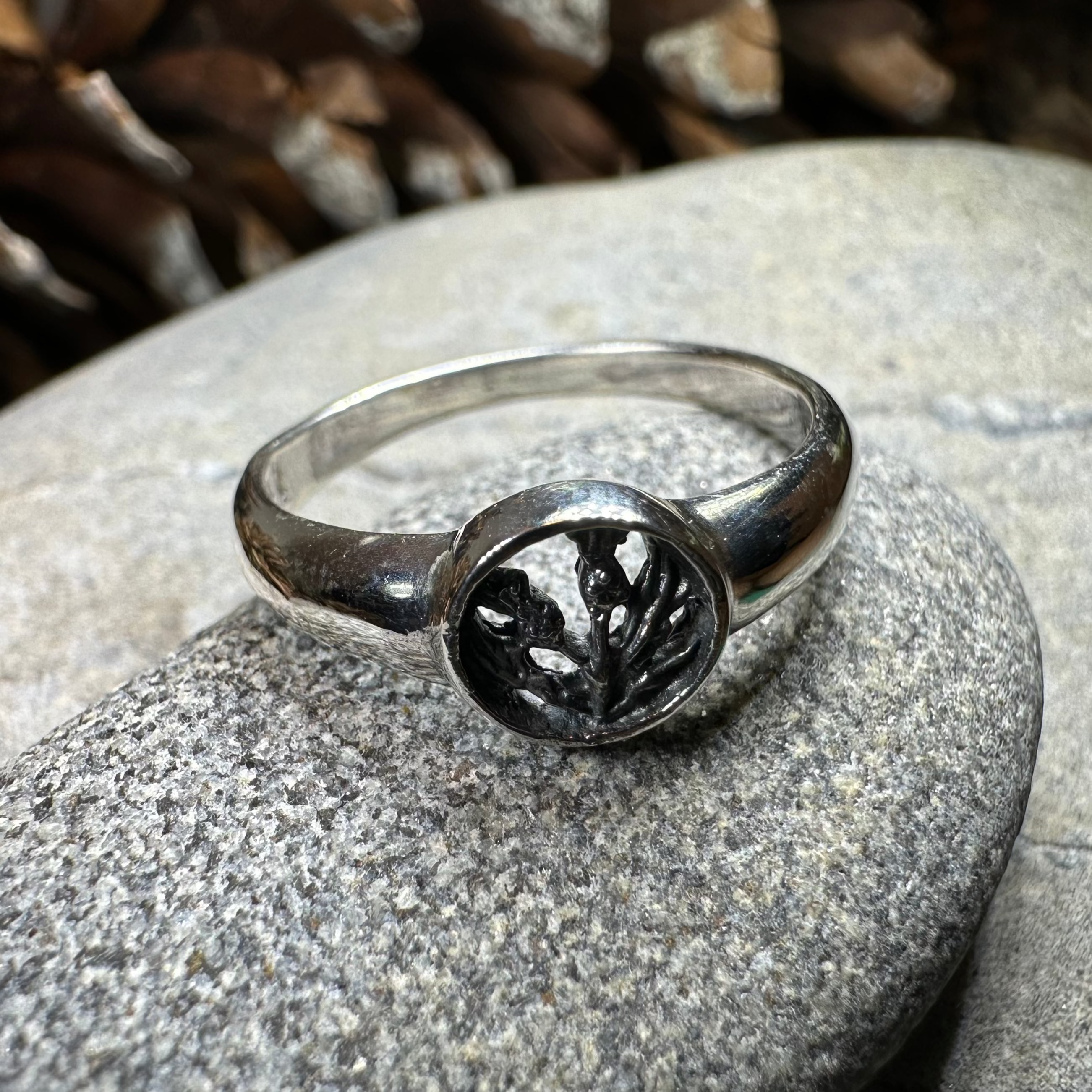 Nahla Petite Scottish Thistle Ring in Sterling Silver