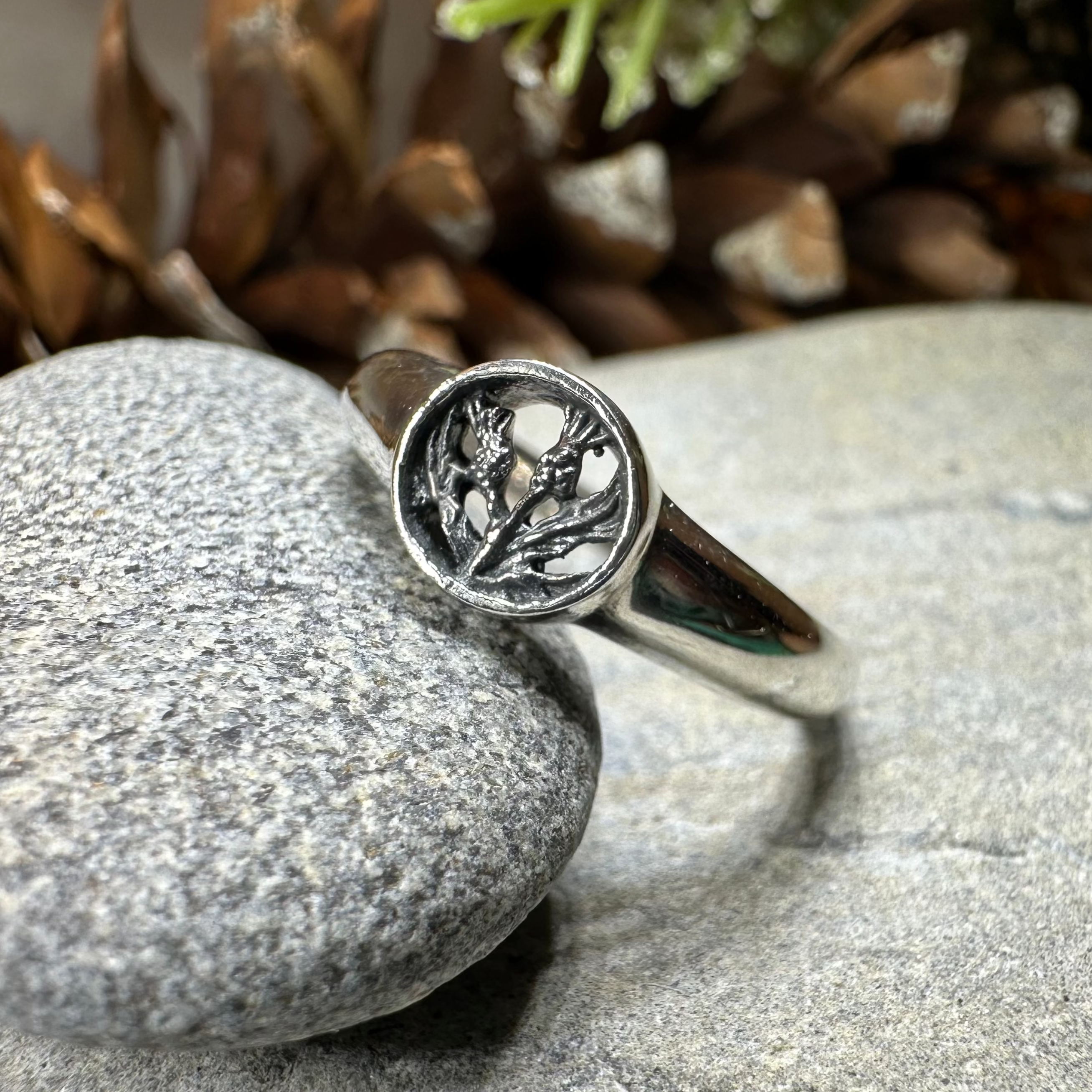 Nahla Petite Scottish Thistle Ring in Sterling Silver