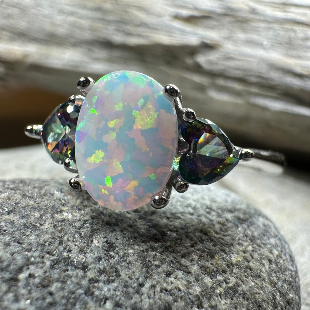 Aubrette Opal Celtic Ring