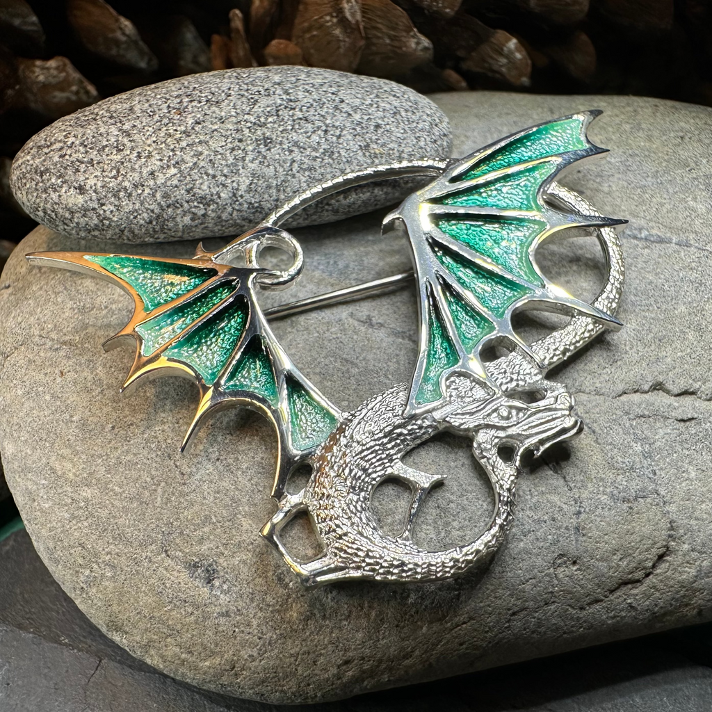 Meadowdancer Sterling Silver Dragon Brooch - Handmade in Scotland