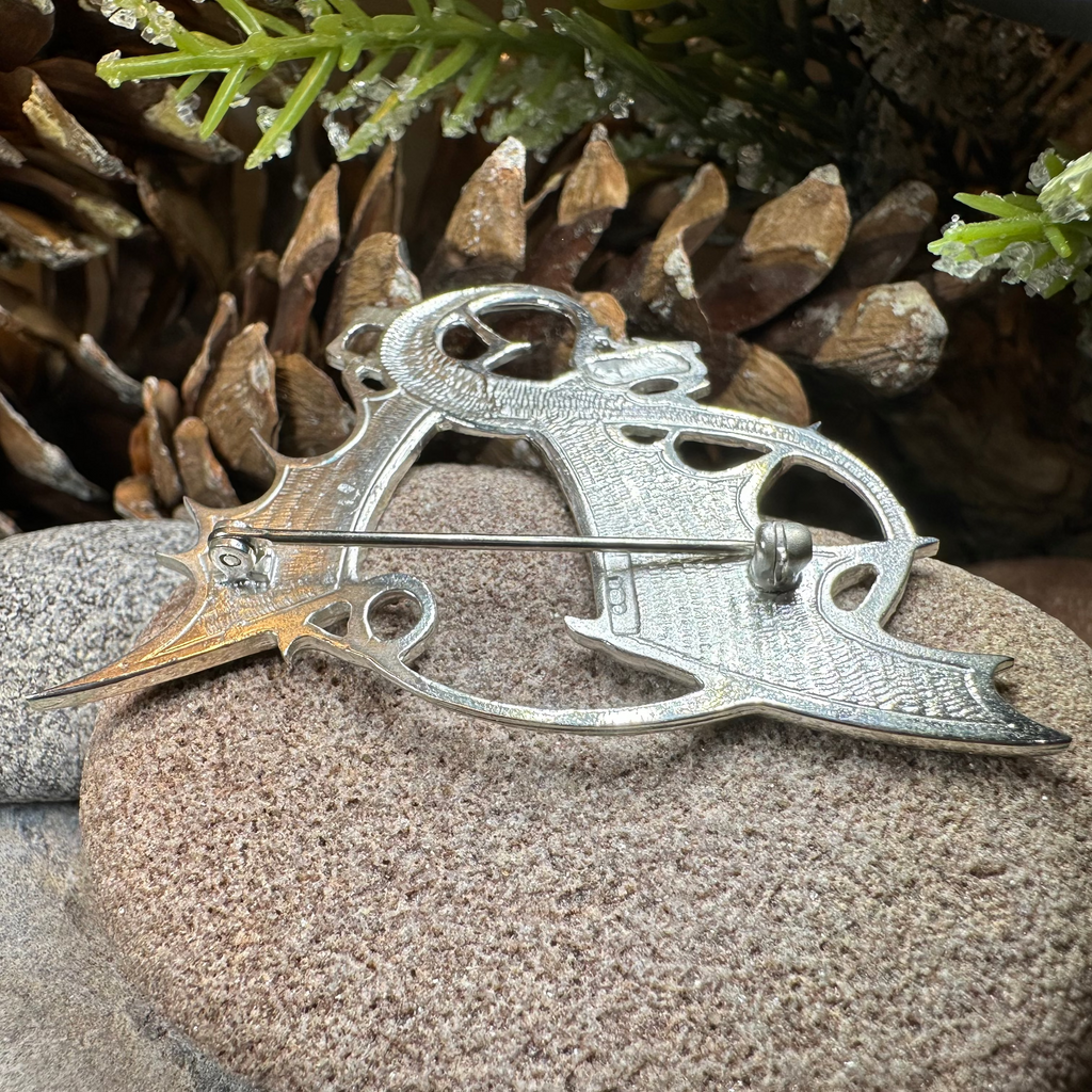Meadowdancer Sterling Silver Dragon Brooch - Handmade in Scotland