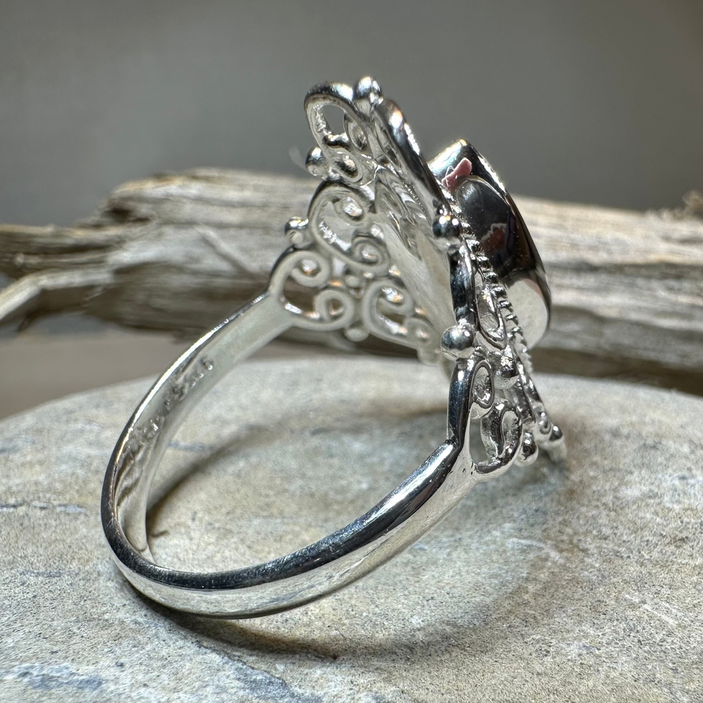 Orenda Celtic Spiral Moonstone Ring in Sterling Silver