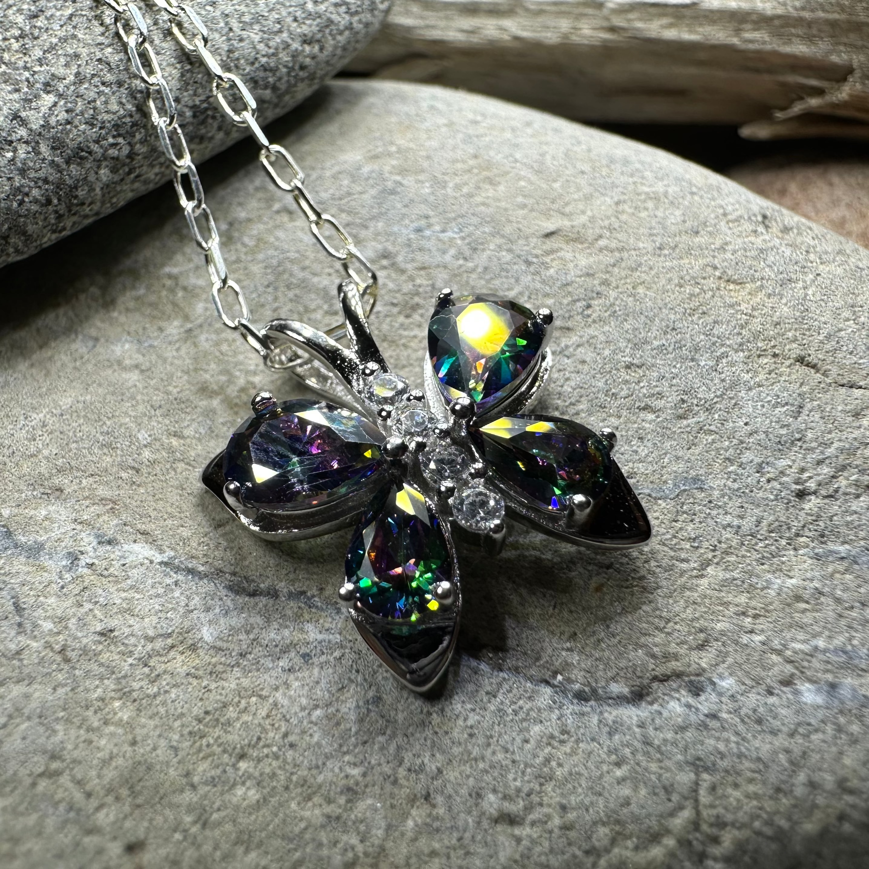 Mystic Topaz Butterfly Necklace