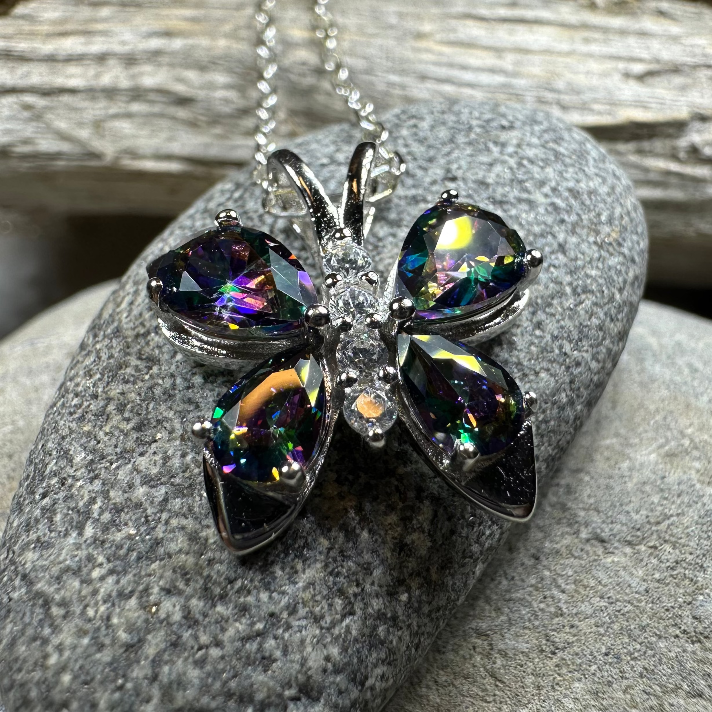 Mystic Topaz Butterfly Necklace