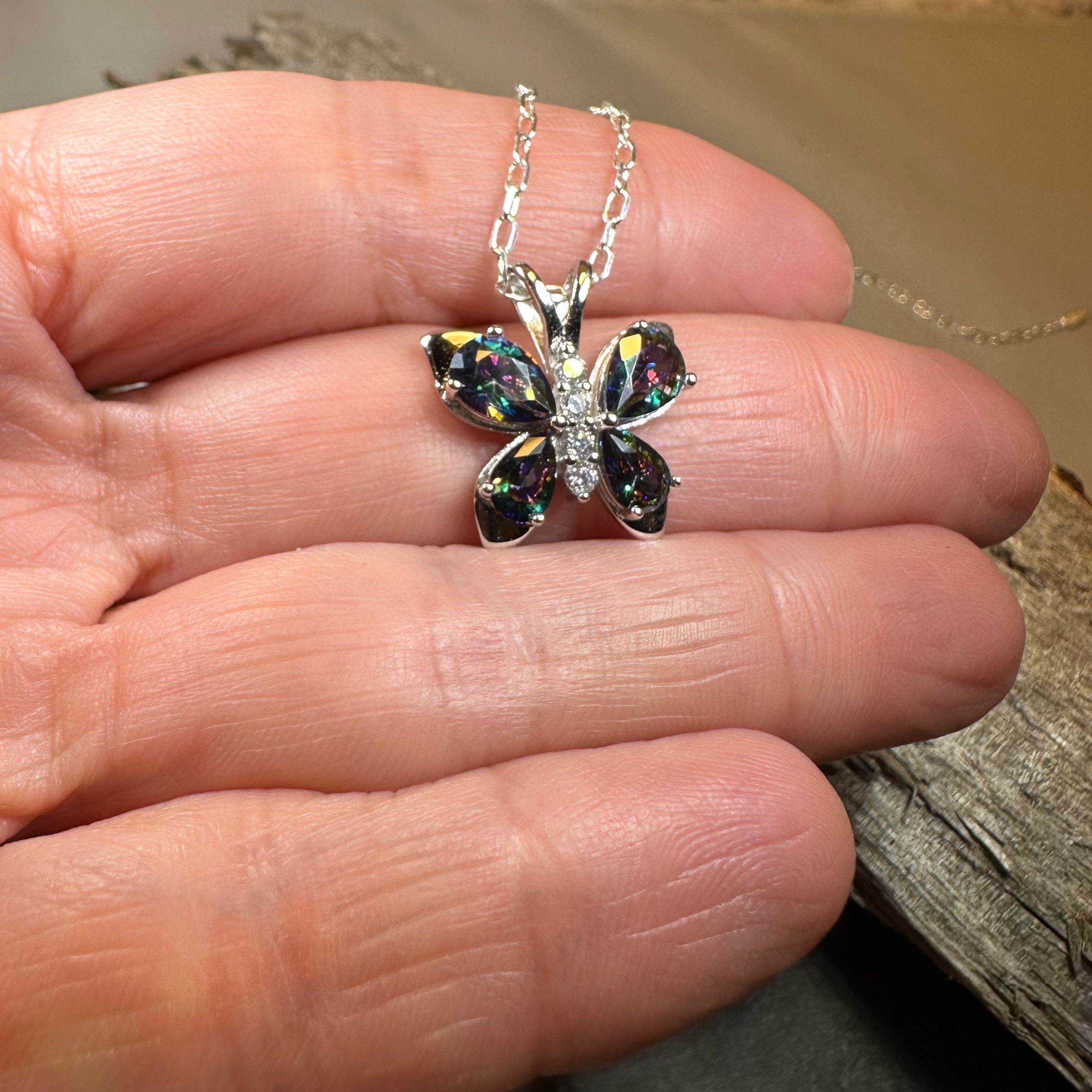 Mystic Topaz Butterfly Necklace